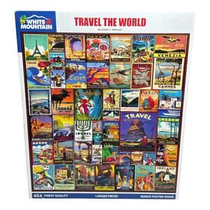 White Mountain “Travel The World” 500 Pieces Jigsaw Puzzle Complete in Pieces
